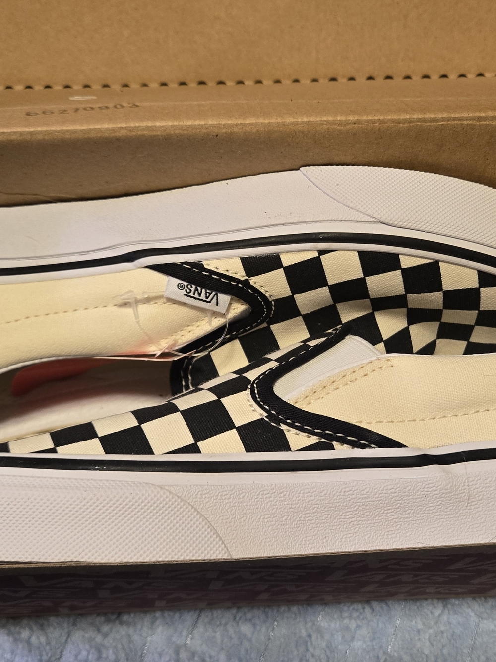 Vans Classic Slip-On Checkerboard Black White Men's 4 Women's 5.5 New w/ Box
